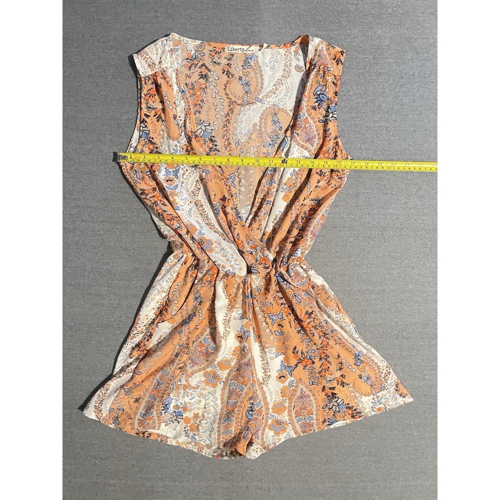 Liberty Love Floral Wrap Romper Womens Boho Paisleyโ Sleeveless Tie Waist